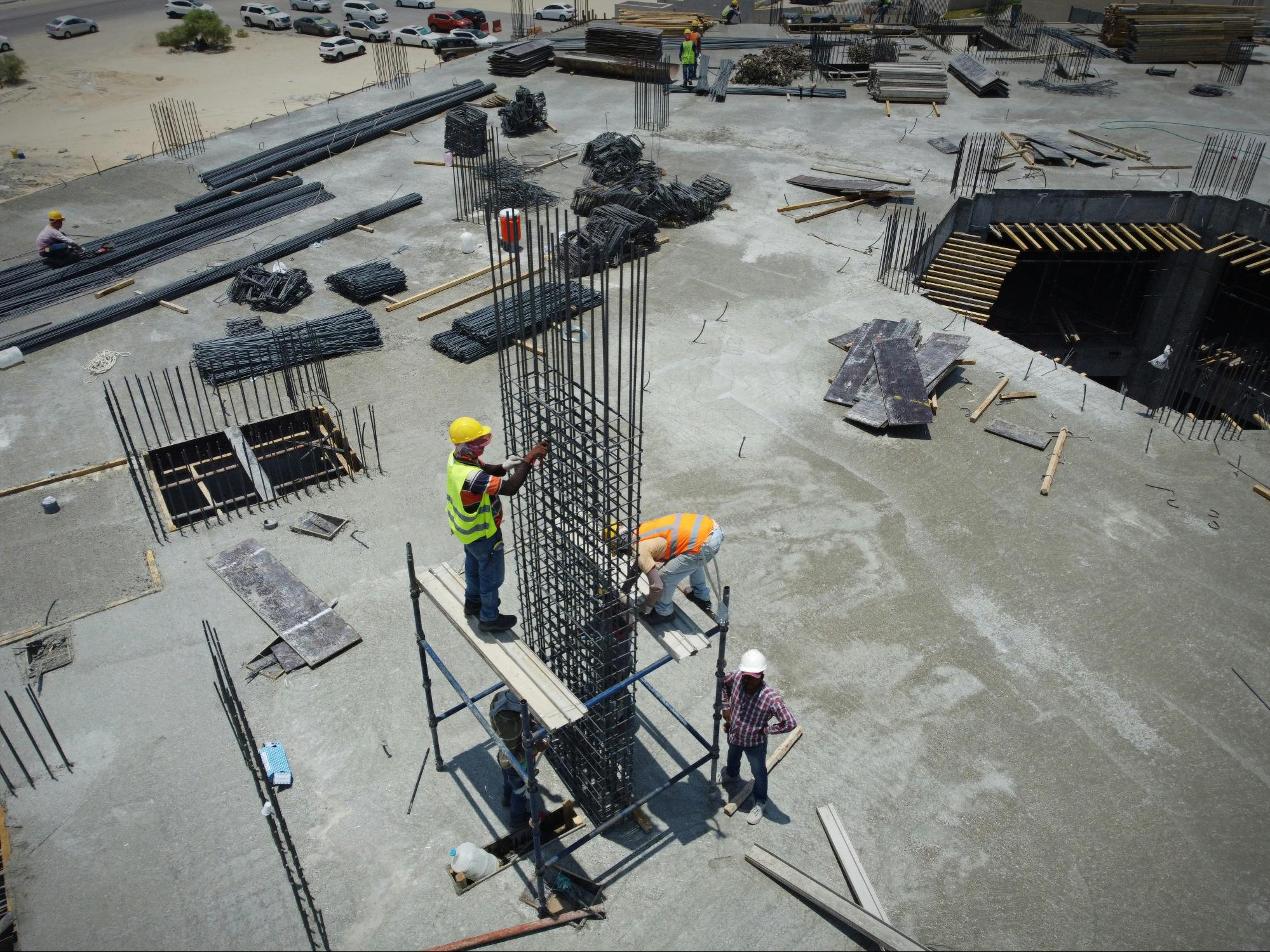 Drone surveying a construction site