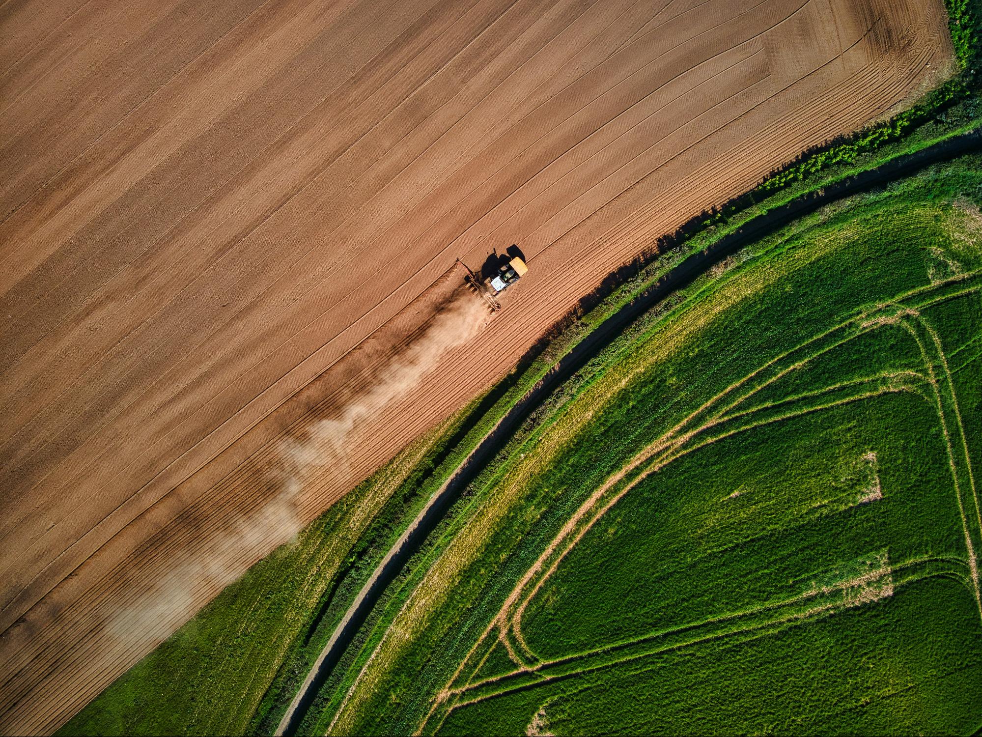 Drone inspecting farmland