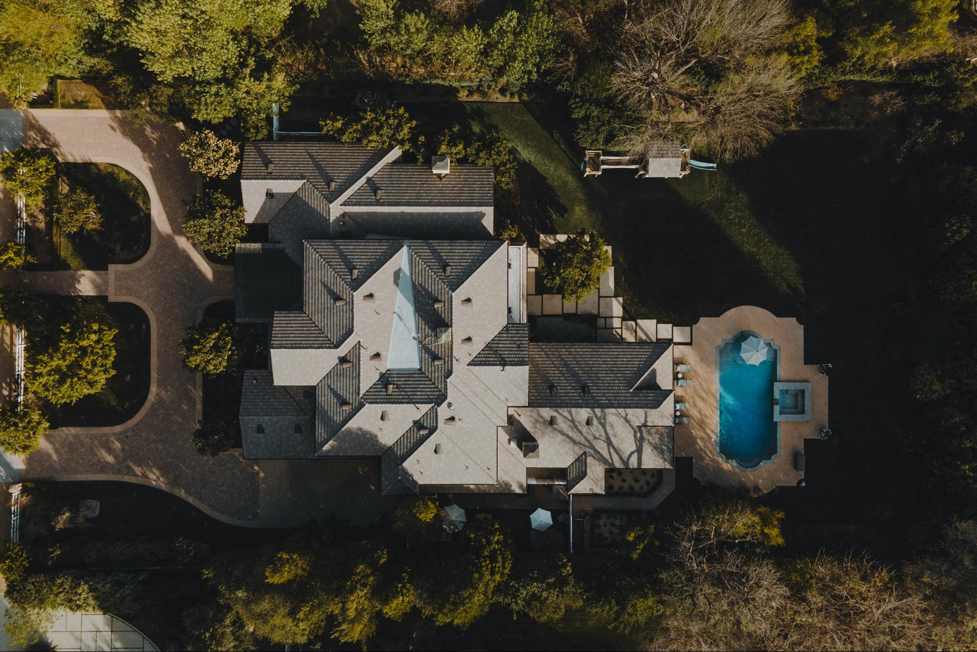 Aerial view showcasing a property for real estate marketing