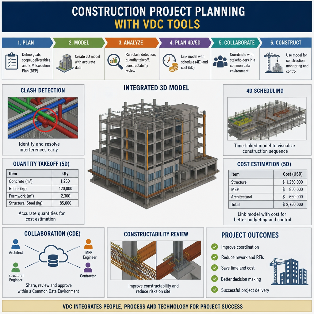 Construction Project Planning with VDC Tools